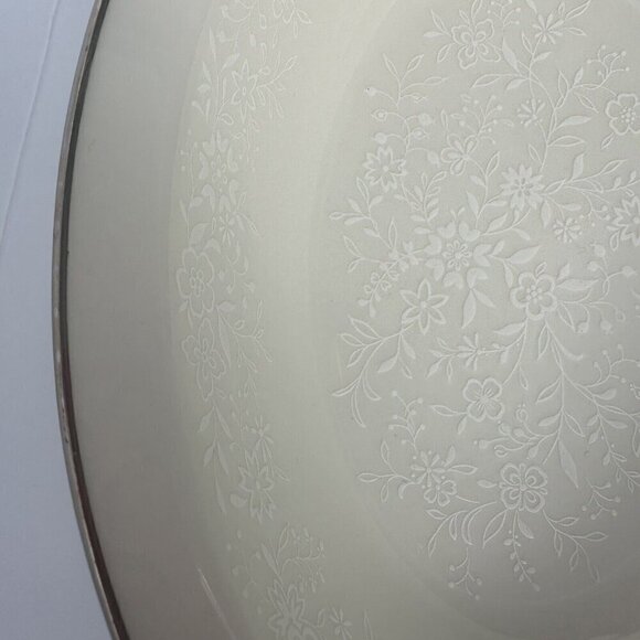 Noritake Affection Oval Serving Bowl 10” Ivory Floral Silver Trim Vintage 7192 - Picture 3 of 10
